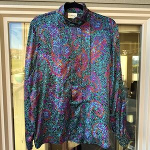 Lorenzo (Italy) vintage 80s silk satin long sleeve size 10 tunic